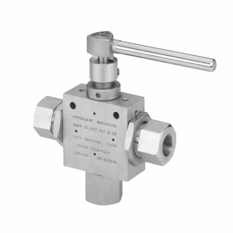 Válvula Esférica Serie 3 vías Autoclave Engineers. 20,000 psi